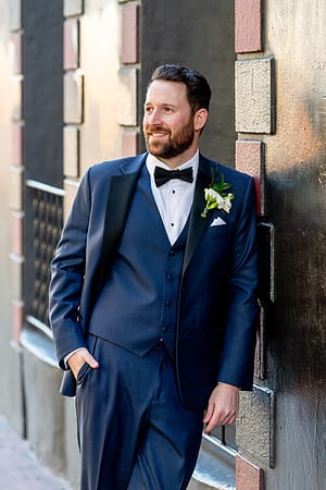 Groom portrait outside the Great American Music Hall in San Francisco.